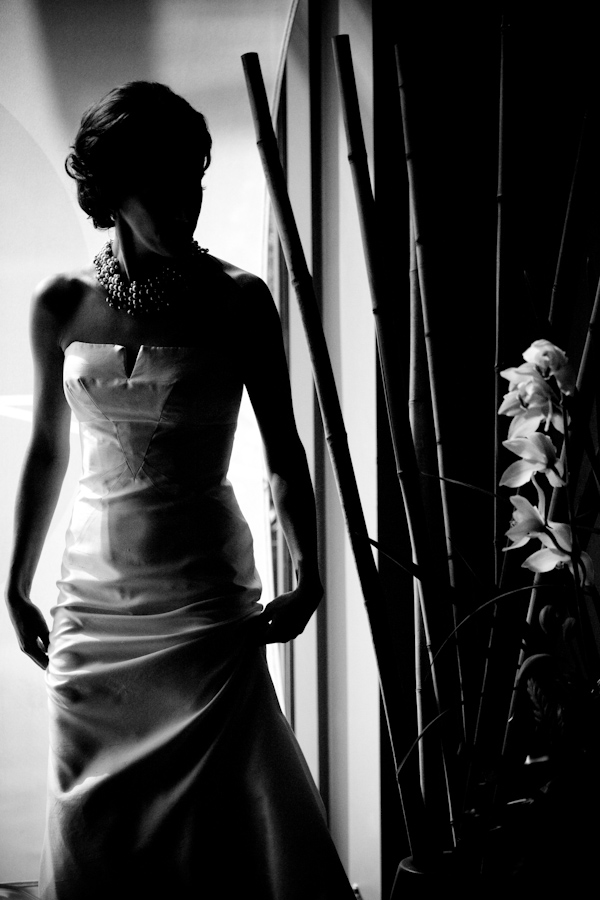 black and white bride in a-line style gown - photo by Seattle based wedding photographers La Vie Photography